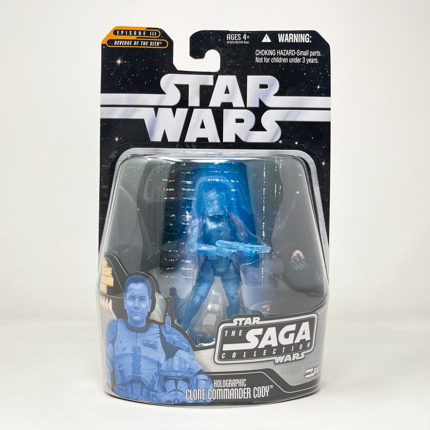 Vintage Hasbro Star Wars Mid MOC Holographic Clone Commander Cody #56 - Hasbro Saga Collection (2007)