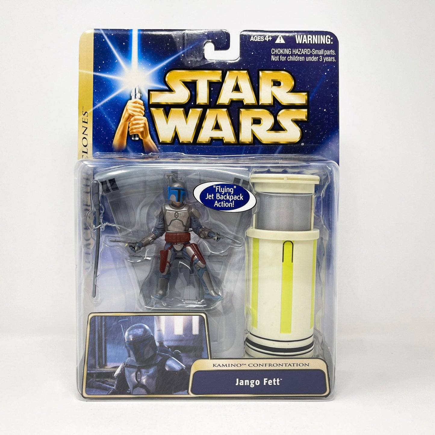 Vintage Hasbro Star Wars Mid MOC Jango Fett (Kamino Confrontation) - AOTC (2004) - Hasbro SAGA Ultra Figure MOC