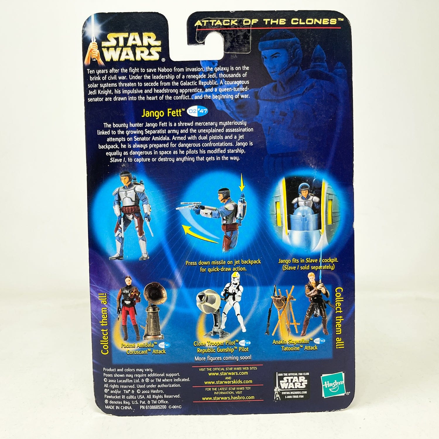 Vintage Hasbro Star Wars Mid MOC Jango Fett (Slave 1 Pilot) #02-47 - Hasbro SAGA Series 3.75"