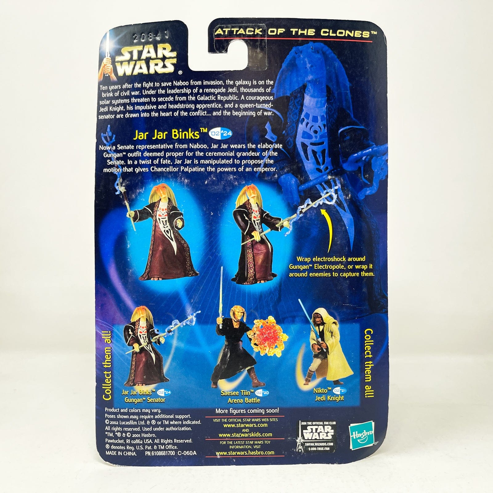Vintage Hasbro Star Wars Mid MOC Jar Jar Binks (Gungan Senator) #02-24 - Hasbro SAGA Series 3.75"