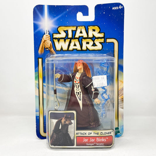 Vintage Hasbro Star Wars Mid MOC Jar Jar Binks (Gungan Senator) #02-24 - Hasbro SAGA Series 3.75"