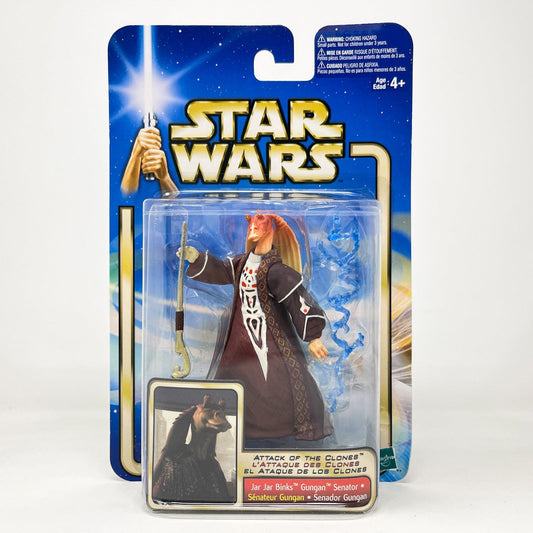 Vintage Hasbro Star Wars Mid MOC Jar Jar Binks (Gungan Senator) #02-24 - Hasbro SAGA Series 3.75"