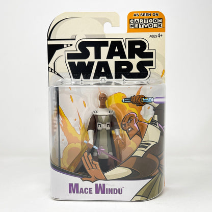 Vintage Hasbro Star Wars Mid MOC Mace Windu (2003) - Hasbro Tarkovsky Clone Wars Animated Figure MOC