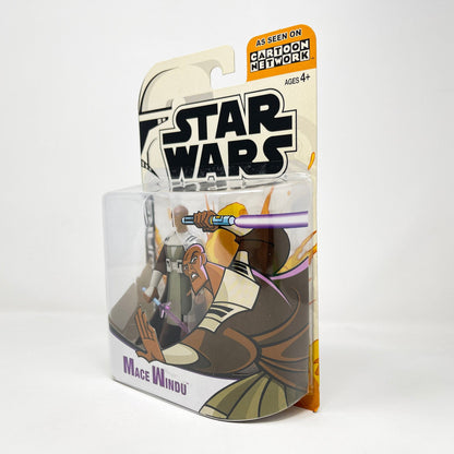 Vintage Hasbro Star Wars Mid MOC Mace Windu (2003) - Hasbro Tarkovsky Clone Wars Animated Figure MOC