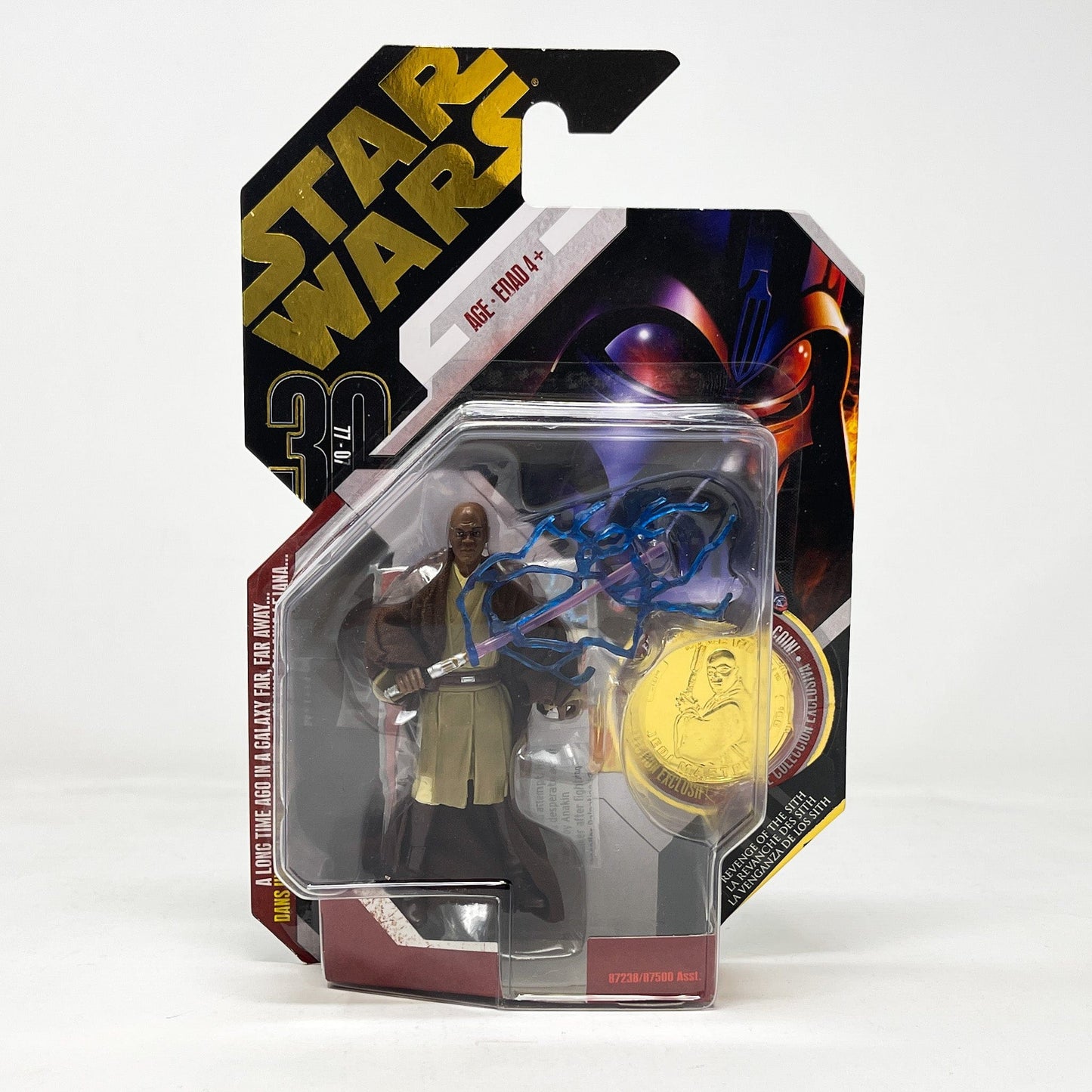 Vintage Hasbro Star Wars Mid MOC Mace Windu (Gold Coin) #06 - Hasbro 30th Anniversary