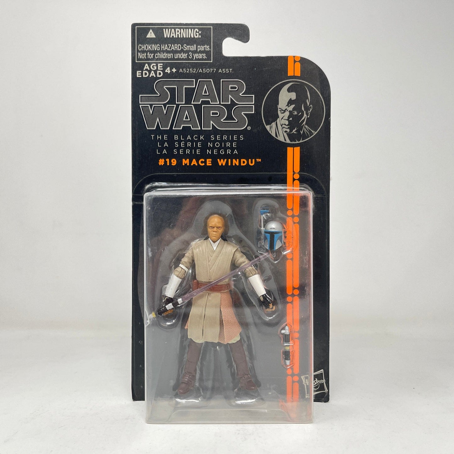 Vintage Hasbro Star Wars Mid MOC Mace Windu (Orange Line) #19 - Hasbro 2013 3.75" Black Series Star Wars Action Figure