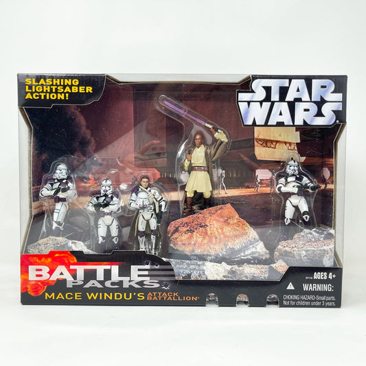 Vintage Hasbro Star Wars Mid MOC Mace Windu's Attack Battalion Battle Pack  - Hasbro Saga Collection (2006)