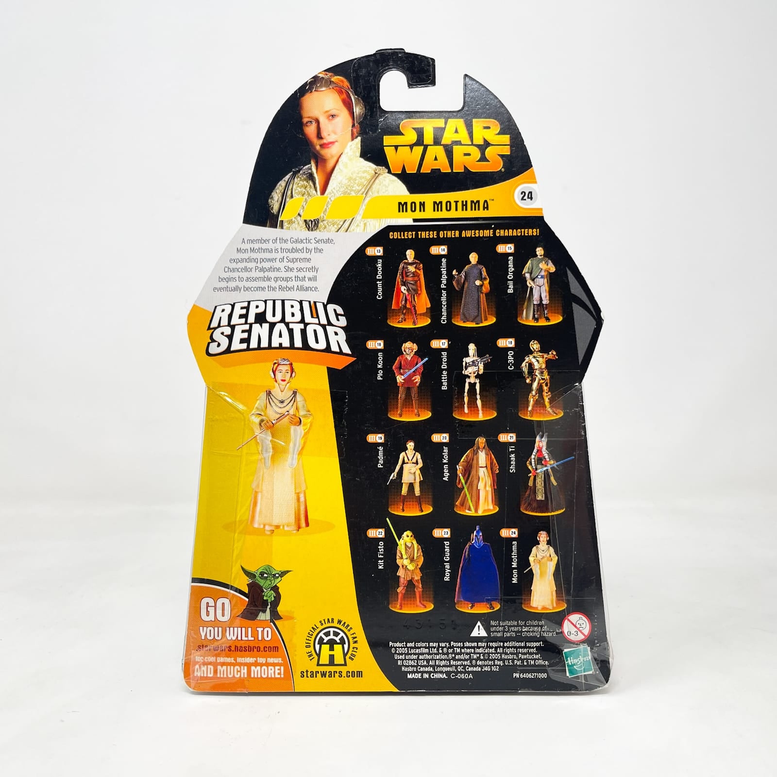 Vintage Hasbro Star Wars Mid MOC Mon Mothma (Republic Senator) #24 - Hasbro ROTS 2005