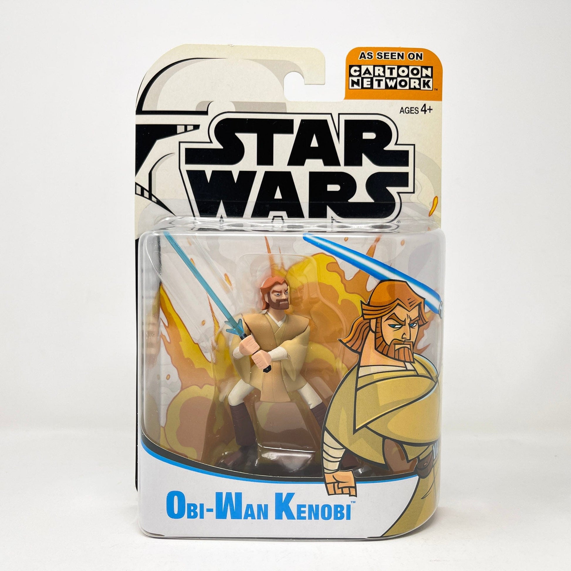 Vintage Hasbro Star Wars Mid MOC Obi-Wan Kenobi (2003) - Hasbro Tarkovsky Clone Wars Animated Figure MOC