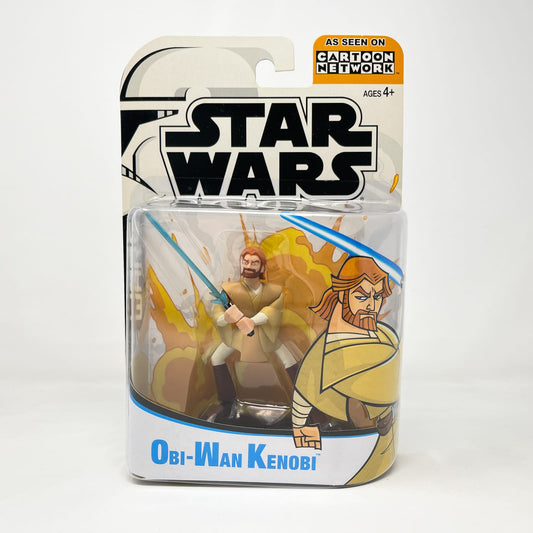 Vintage Hasbro Star Wars Mid MOC Obi-Wan Kenobi (2003) - Hasbro Tarkovsky Clone Wars Animated Figure MOC