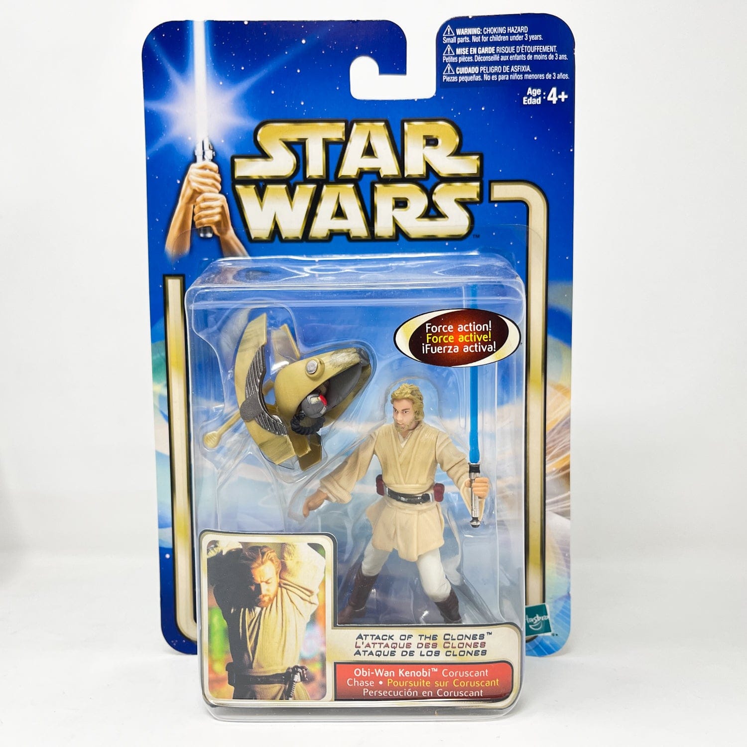 Vintage Hasbro Star Wars Mid MOC Obi-Wan Kenobi (Coruscant Chase) #02-03 - Hasbro SAGA Series 3.75"