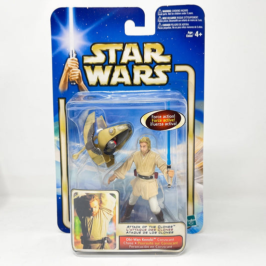 Vintage Hasbro Star Wars Mid MOC Obi-Wan Kenobi (Coruscant Chase) #02-03 - Hasbro SAGA Series 3.75"