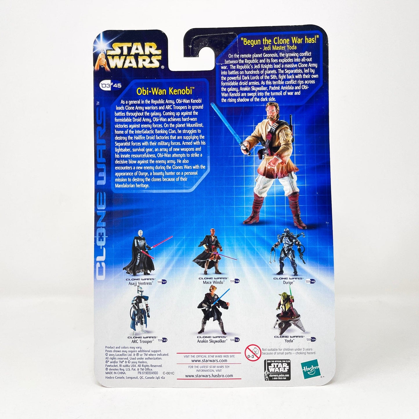 Vintage Hasbro Star Wars Mid MOC Obi-Wan Kenobi - General of the Republic Army 03-45 (2003) - SAGA Clone Wars MOC