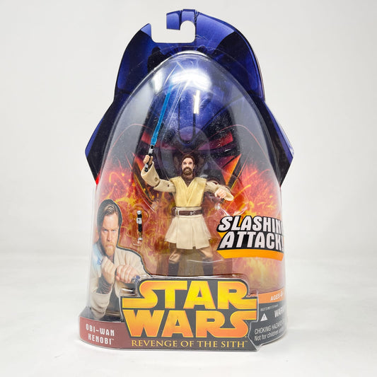 Vintage Hasbro Star Wars Mid MOC Obi-Wan Kenobi (Slashing Attack) #01 - Hasbro ROTS 2005