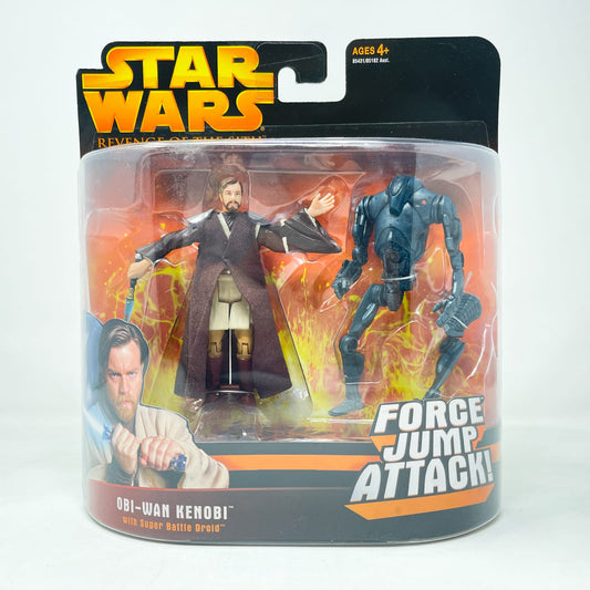 Vintage Hasbro Star Wars Mid MOC Obi-Wan Kenobi with Super Battle Droid - Hasbro 2005 Revenge of the Sith