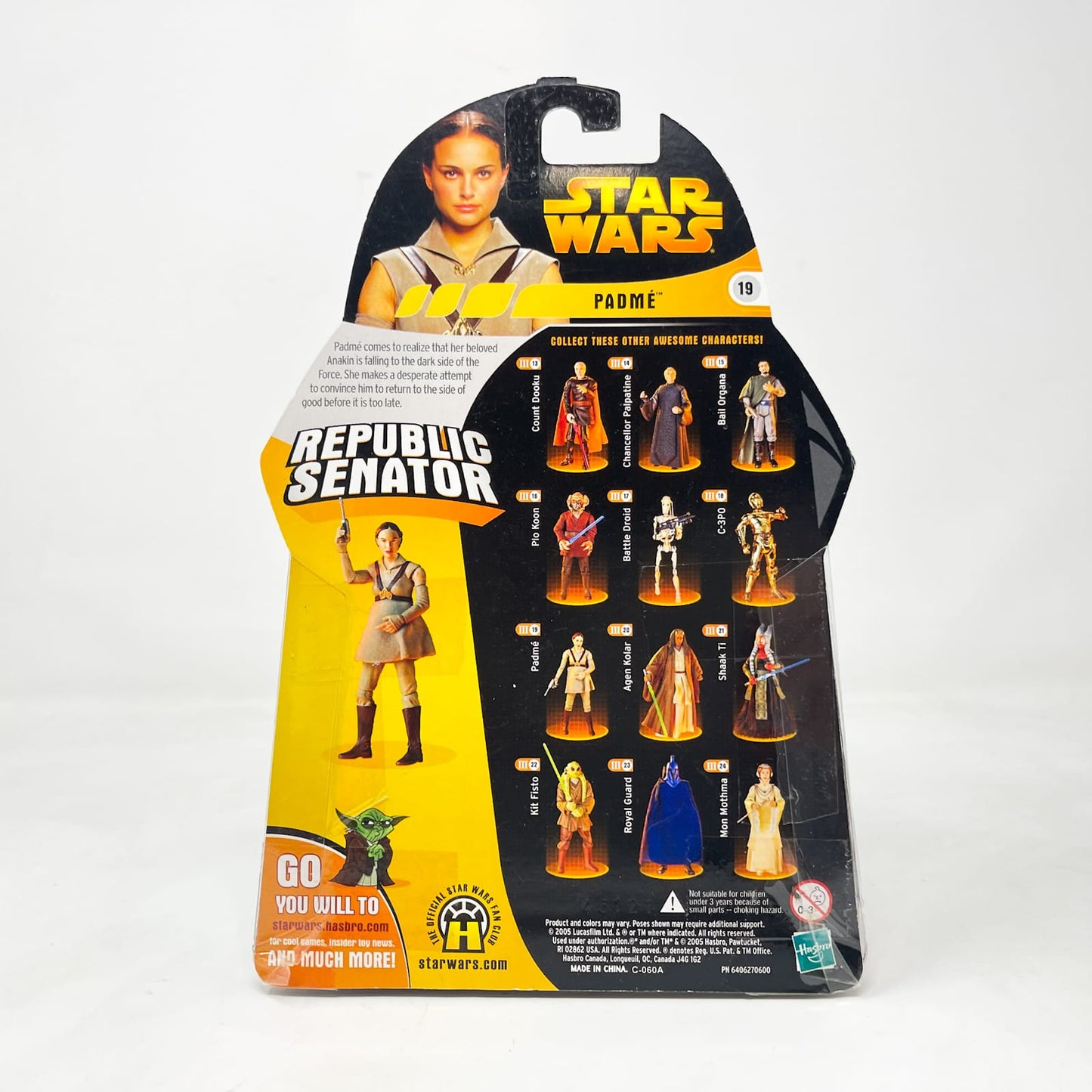 Vintage Hasbro Star Wars Mid MOC Padme Amidala (Republic Senator) #19 - Hasbro ROTS 2005