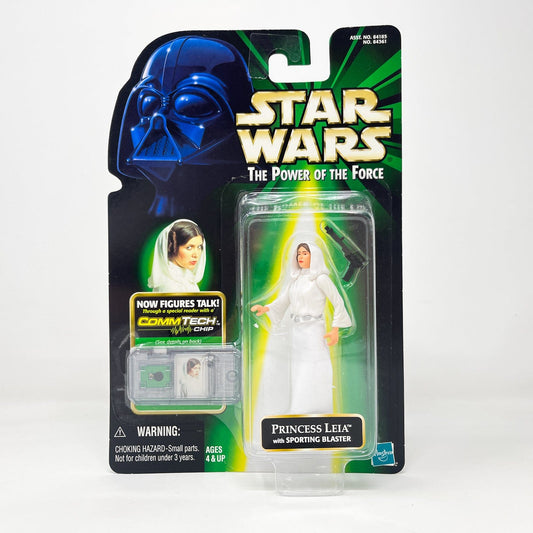 Vintage Hasbro Star Wars Mid MOC Princess Leia w/ Sporting Blaster- Hasbro POTF2 Comm Tech (1999)