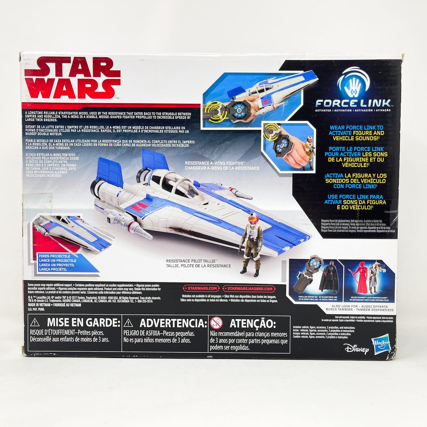 Vintage Hasbro Star Wars Mid MOC Resistance A-Wing Fighter - Hasbro Forcelink Series 2017 3.75" Star Wars Action Ship