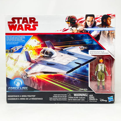 Vintage Hasbro Star Wars Mid MOC Resistance A-Wing Fighter - Hasbro Forcelink Series 2017 3.75" Star Wars Action Ship
