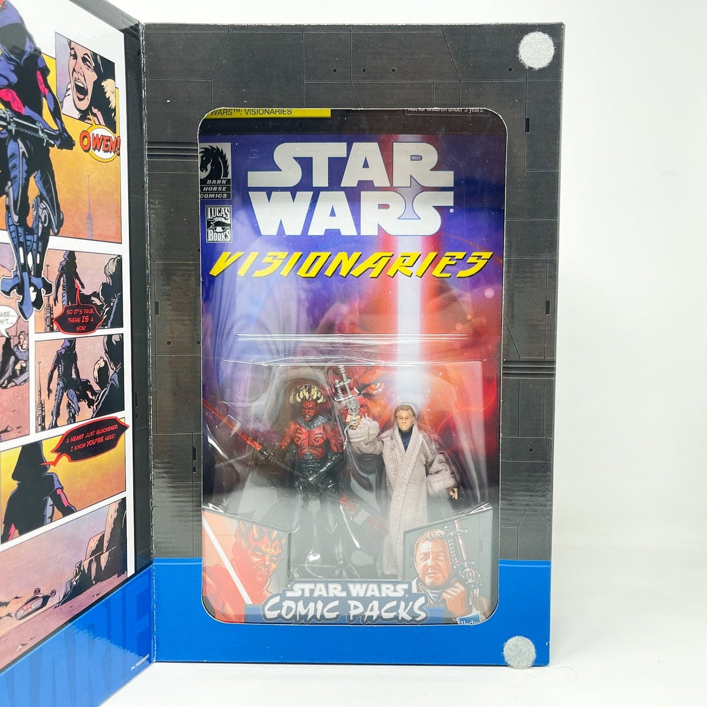 Vintage Hasbro Star Wars Mid MOC Visionaries Comic Pack - Darth Maul & Owen Lars - Hasbro Darkhorse Comics