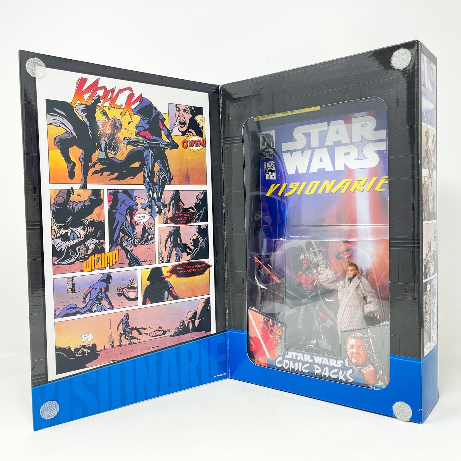 Vintage Hasbro Star Wars Mid MOC Visionaries Comic Pack - Darth Maul & Owen Lars - Hasbro Darkhorse Comics