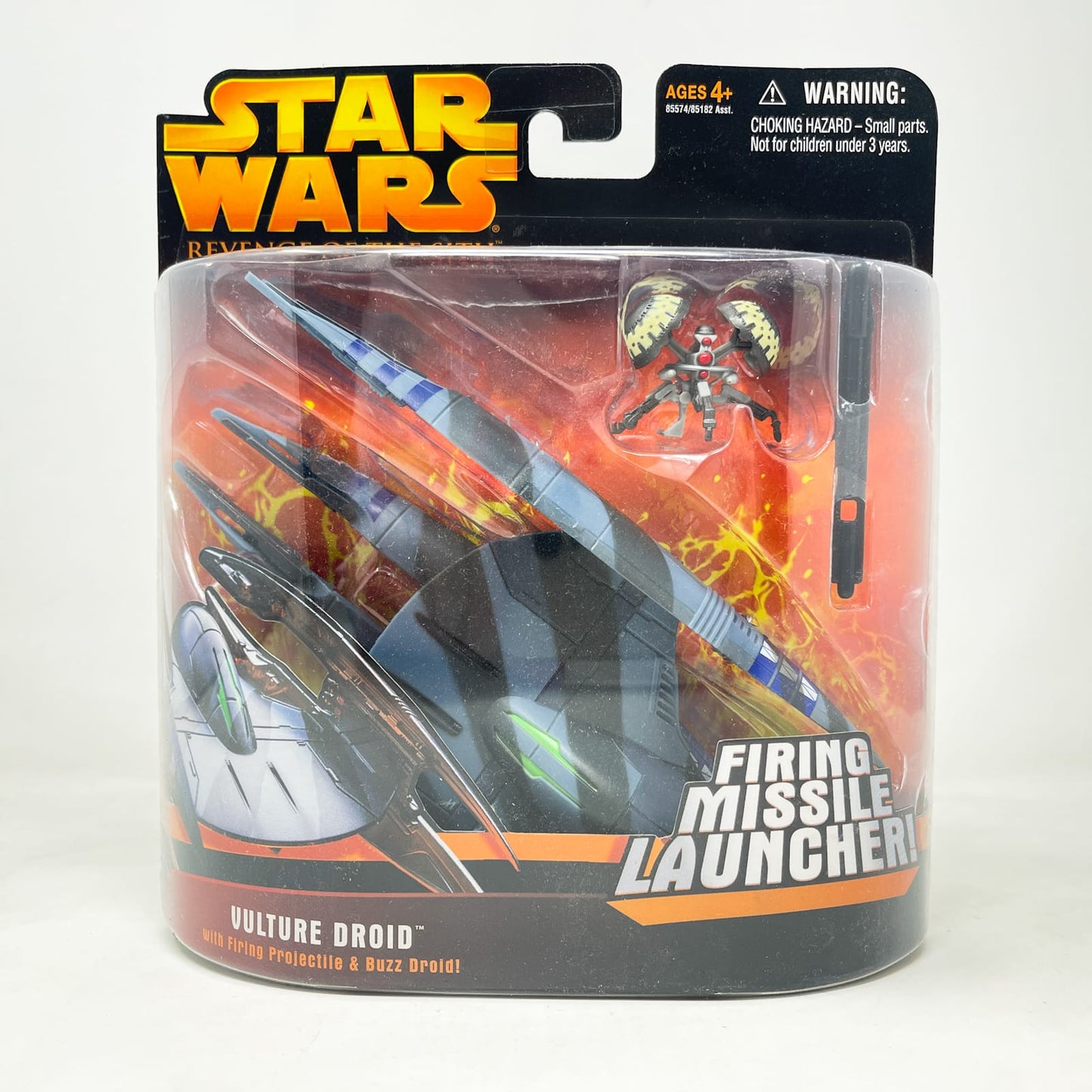 Vintage Hasbro Star Wars Mid MOC Vulture Droid with Buzz Droid - Hasbro 2005 Revenge of the Sith