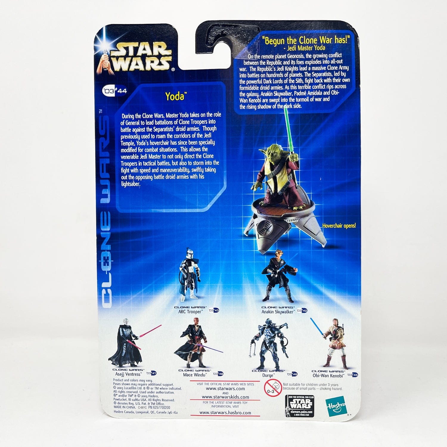 Vintage Hasbro Star Wars Mid MOC Yoda 03-44 (2003) - SAGA Clone Wars Hasbro Star Wars Figure