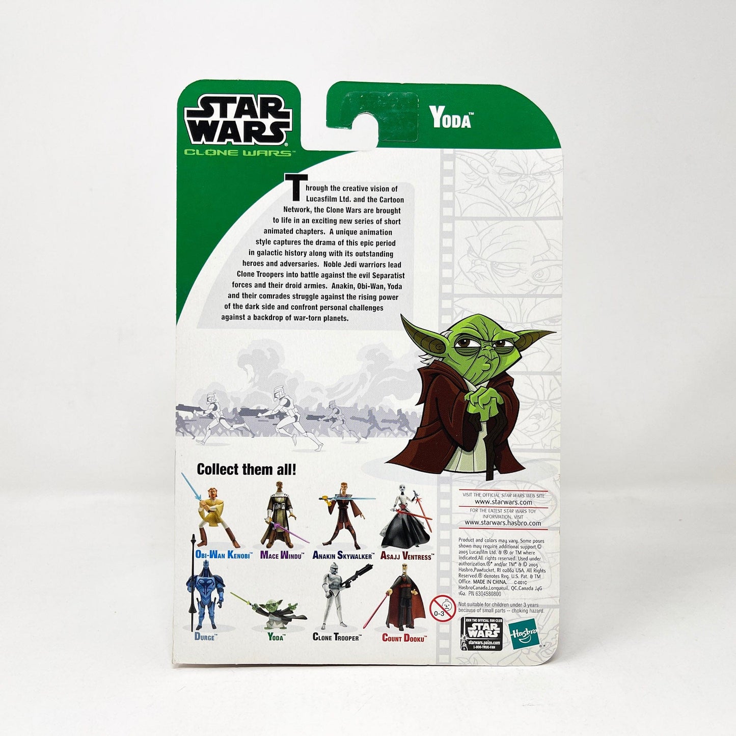 Vintage Hasbro Star Wars Mid MOC Yoda (2003) - Hasbro Tarkovsky Clone Wars Animated Figure MOC