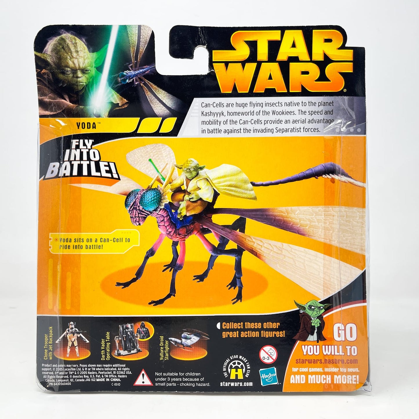Vintage Hasbro Star Wars Mid MOC Yoda Fly Into Battle Deluxe Figure - Hasbro ROTS 2005