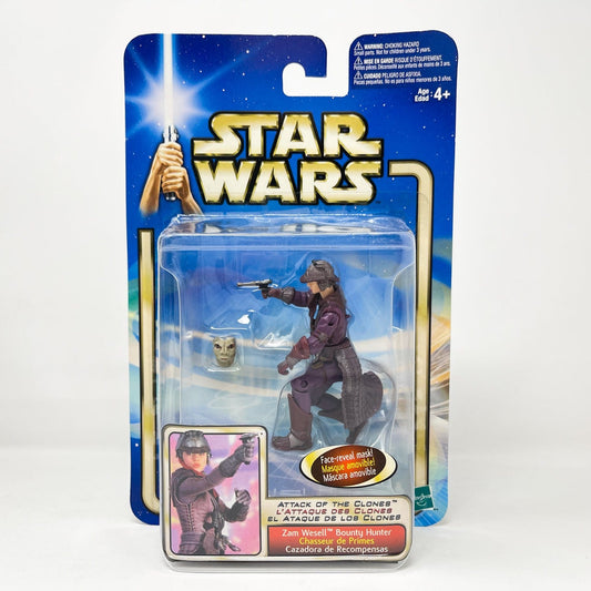 Vintage Hasbro Star Wars Mid MOC Zam Wesell (Bounty Hunter) #02-18 - Hasbro SAGA Series 3.75"