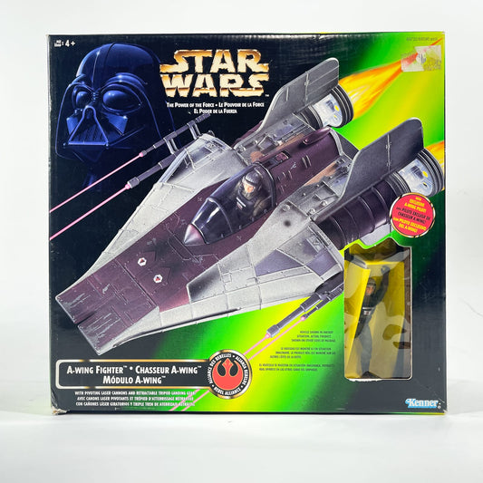 Vintage Hasbro Star Wars Mid Ships A-Wing Fighter - POTF2 Hasbro 1997 Star Was Vehicle - Open Box