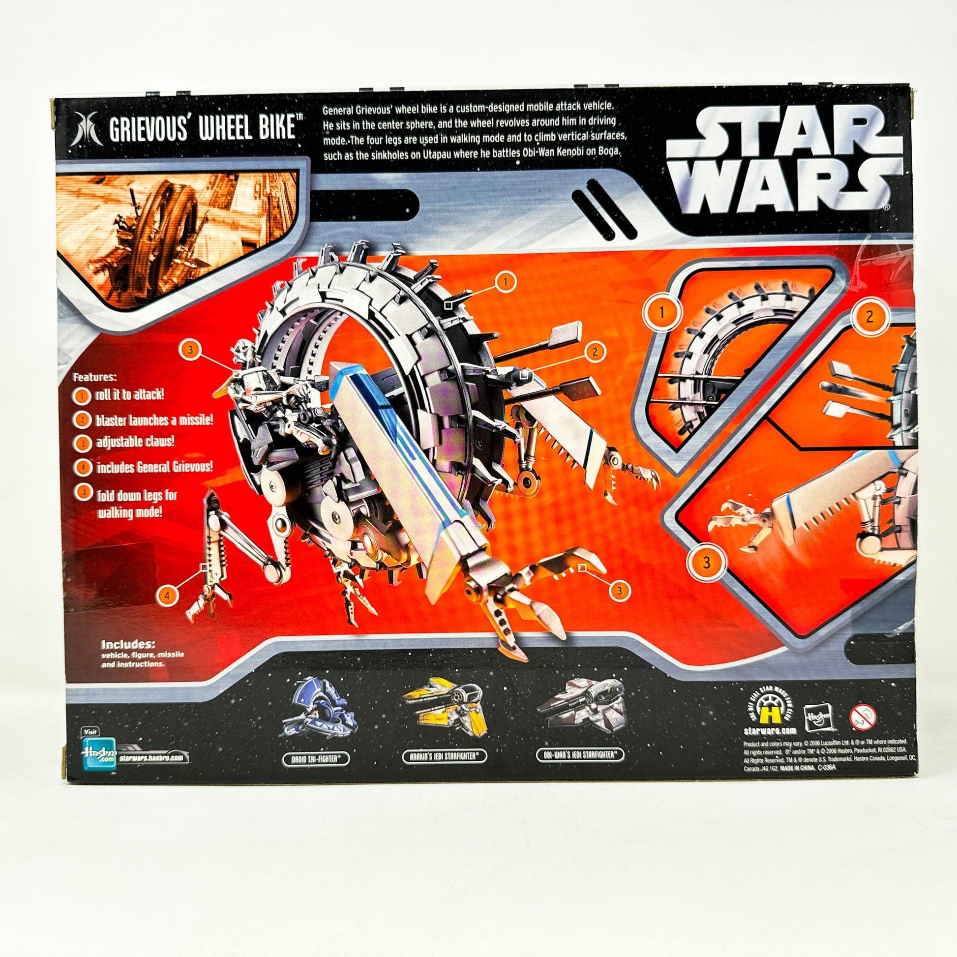 Vintage Hasbro Star Wars Mid Ships Grievous Wheel Bike - ROTS (2006) - Hasbro Saga Collection Star Wars Vehicle Sealed