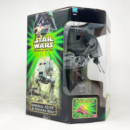 Vintage Hasbro Star Wars Mid Ships Imperial AT-ST and Speeder Bike – Hasbro Star Wars Power of the Jedi POTJ (2001)