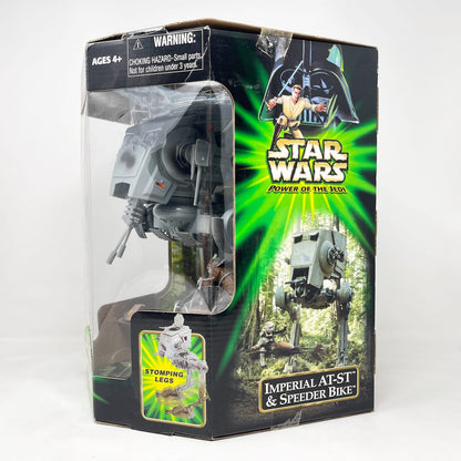 Vintage Hasbro Star Wars Mid Ships Imperial AT-ST and Speeder Bike – Hasbro Star Wars Power of the Jedi POTJ (2001)