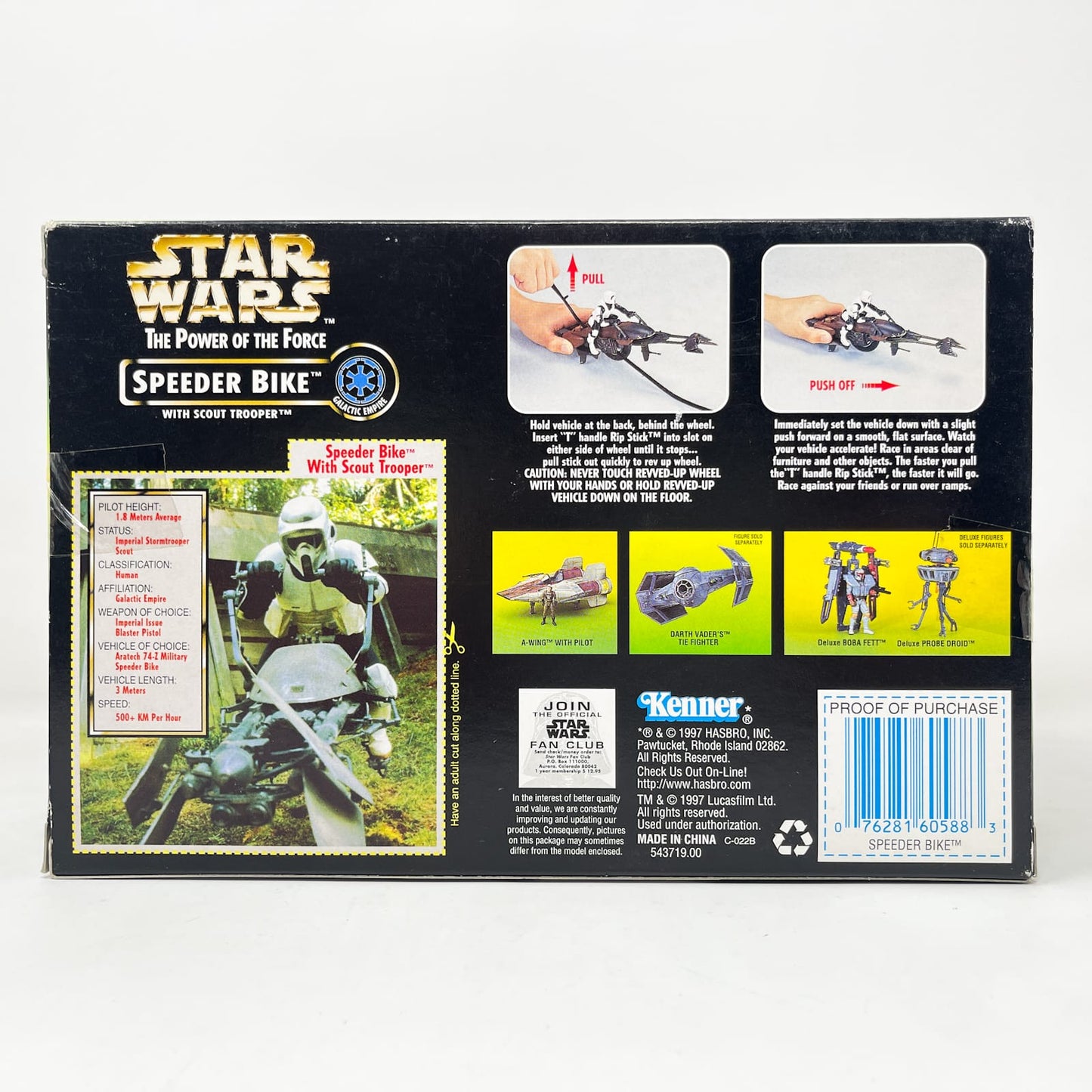 Vintage Hasbro Star Wars Mid Ships Power Racing Speeder Bike w/ Scout Trooper (1997) - POTF2 - Sealed