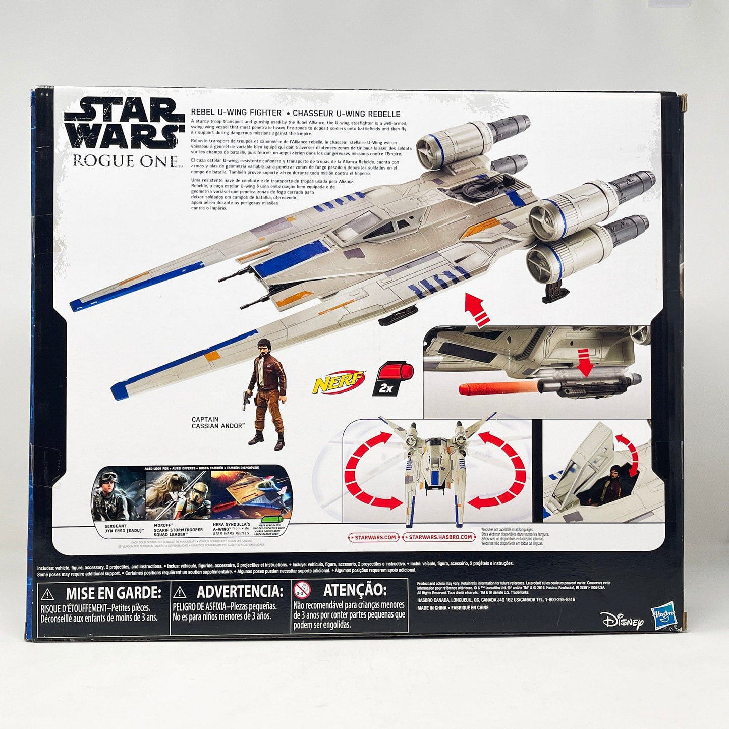 Vintage Hasbro Star Wars Mid Ships Rebel U-Wing with Cassian Andor (2016) - Rogue One 3.75" Scale Ship - Hasbro Star Wars Vehicle - MISB