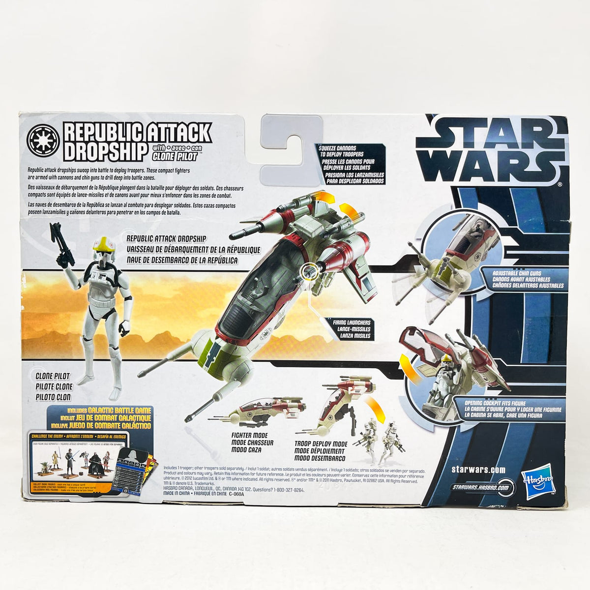 Vintage Hasbro Star Wars Mid Ships Republic Attack Dropship with Clone Pilot – 2012 Hasbro Star Wars Movie Heroes