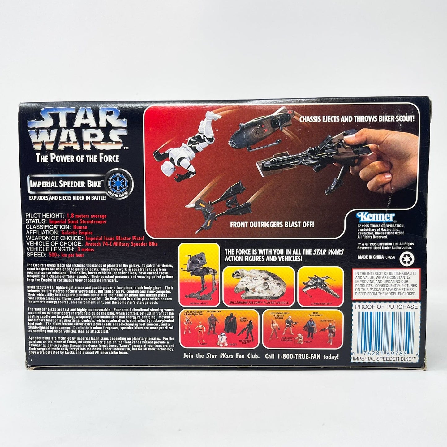 Vintage Hasbro Star Wars Mid Ships Speeder Bike w/ Biker Scout - POTF2 - Sealed