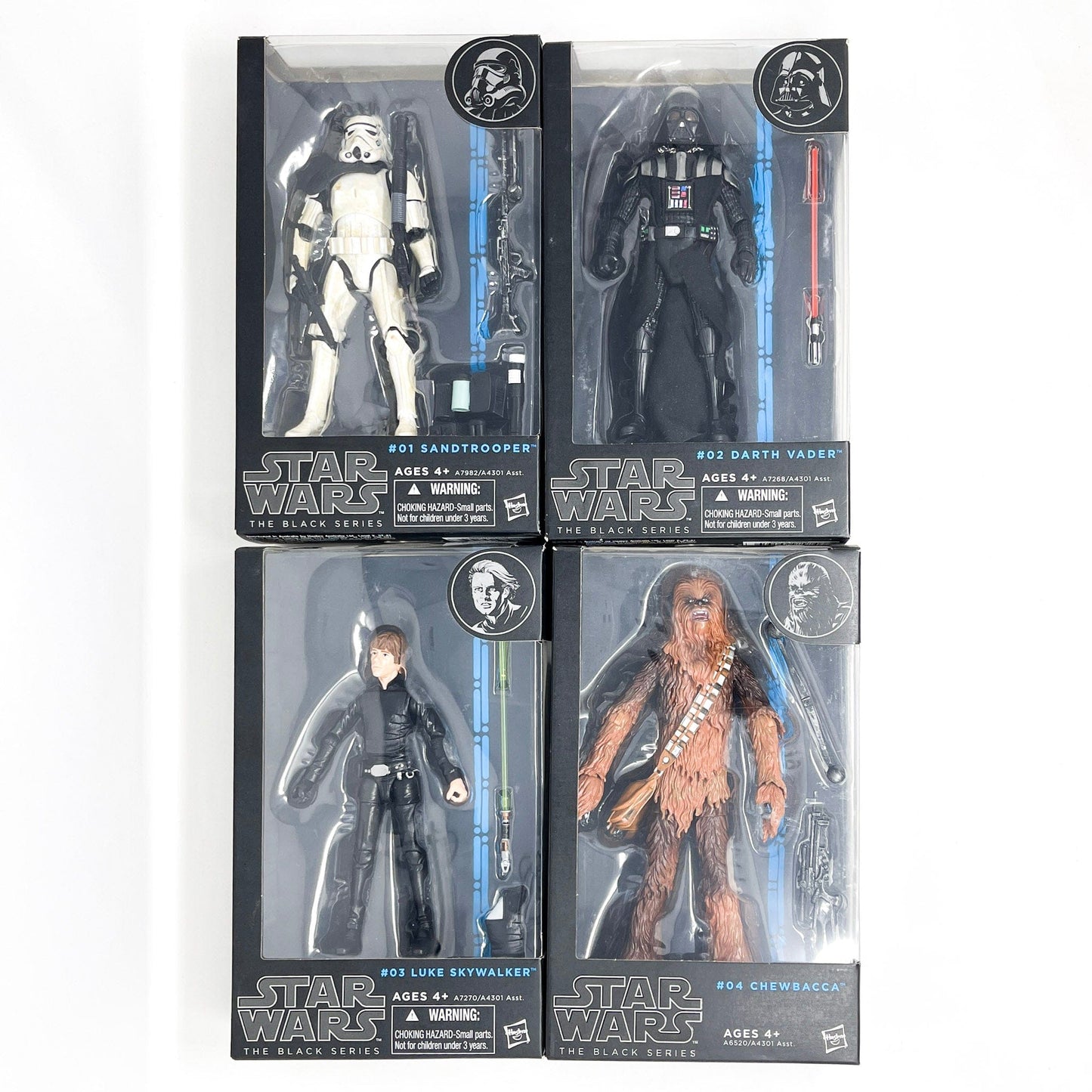 Vintage Hasbro Star Wars Modern MOC Hasbro Blue Line Series (2014-2015) Complete Set of Single Boxed STAR WARS 6" Black Series Figures