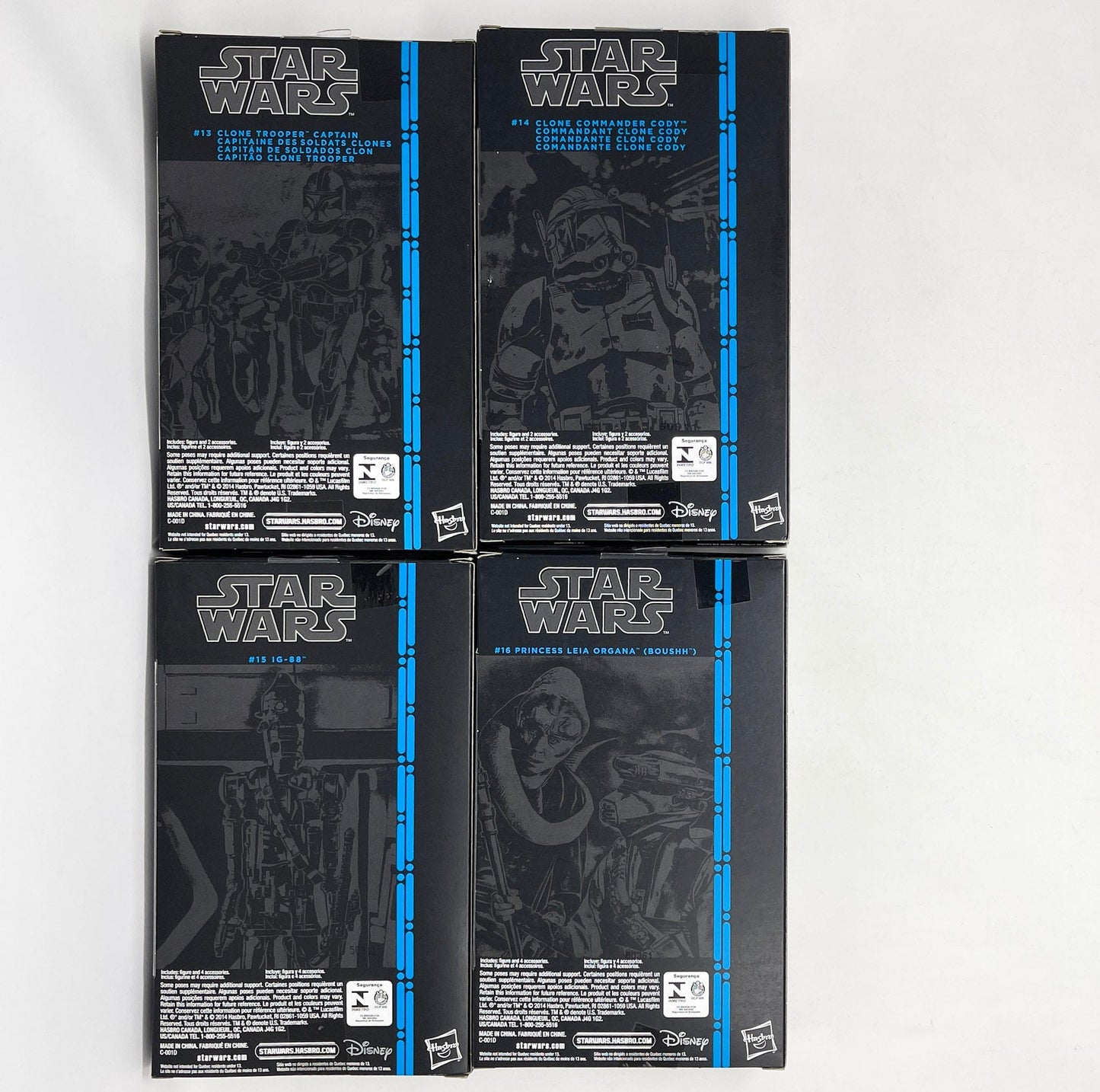 Vintage Hasbro Star Wars Modern MOC Hasbro Blue Line Series (2014-2015) Complete Set of Single Boxed STAR WARS 6" Black Series Figures