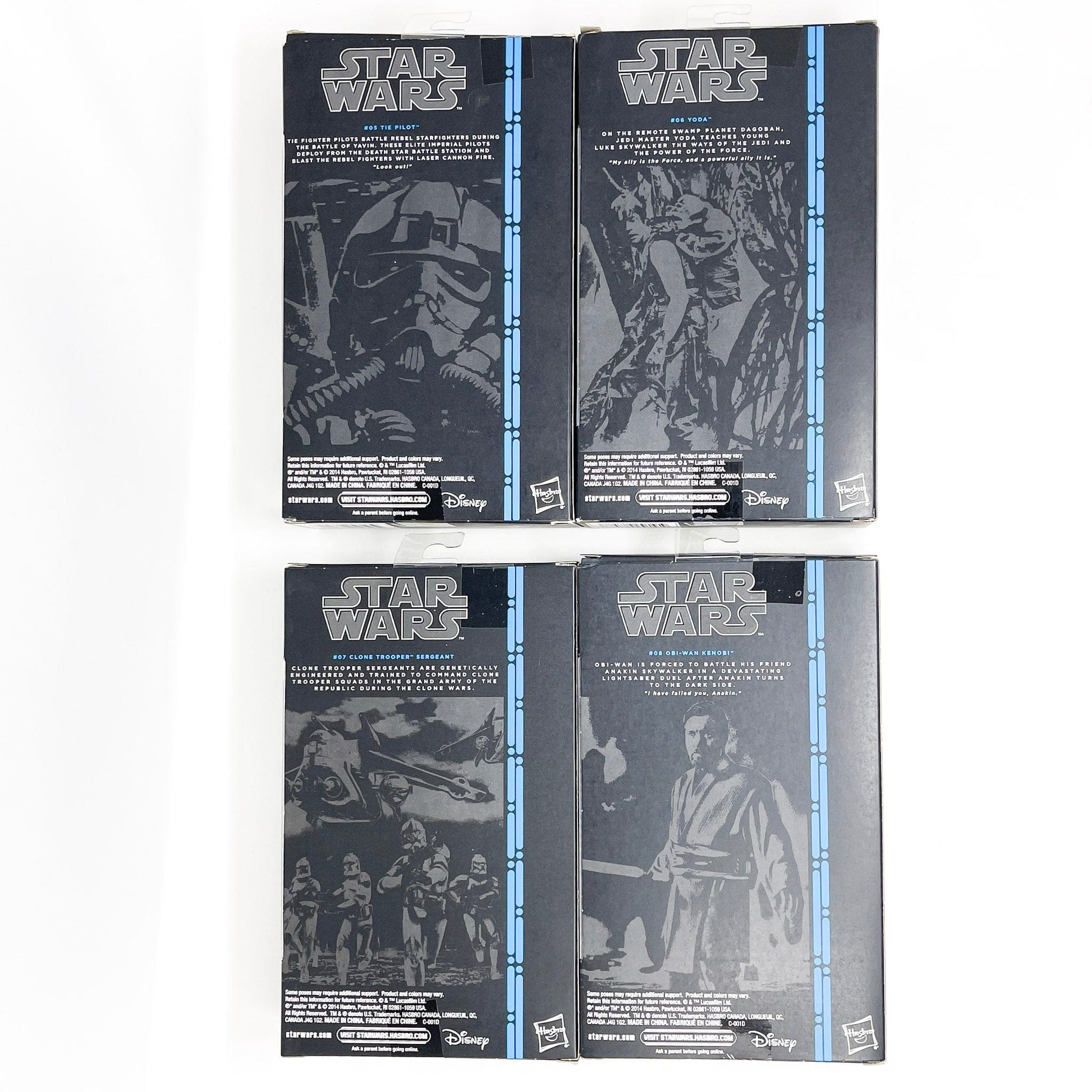 Vintage Hasbro Star Wars Modern MOC Hasbro Blue Line Series (2014-2015) Complete Set of Single Boxed STAR WARS 6" Black Series Figures