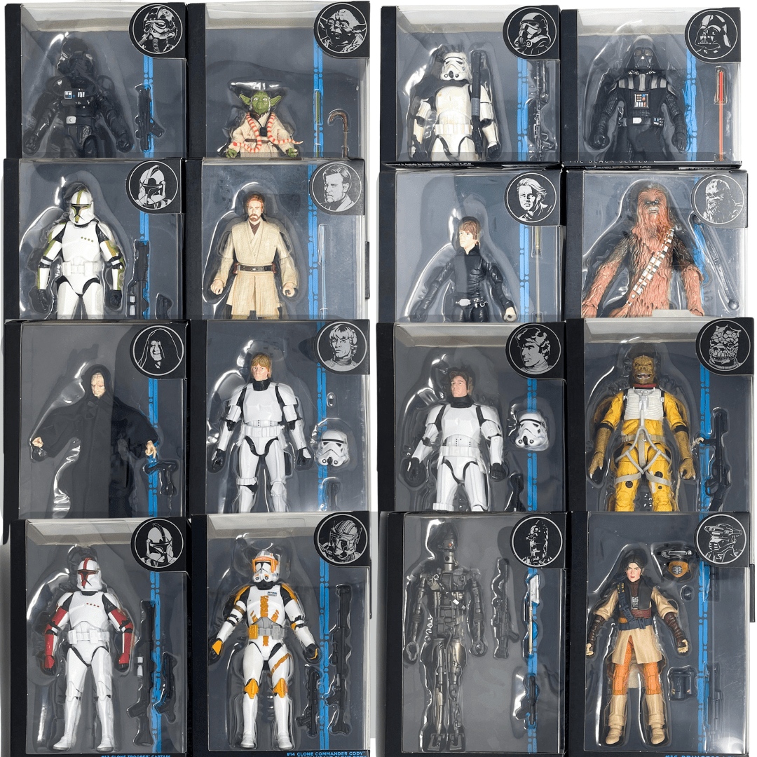 Vintage Hasbro Star Wars Modern MOC Hasbro Blue Line Series (2014-2015) Complete Set of Single Boxed STAR WARS 6" Black Series Figures