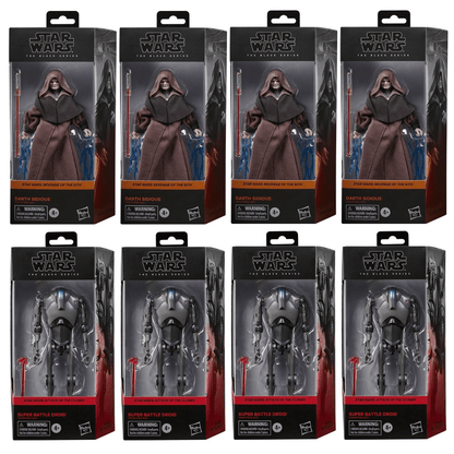 Vintage Hasbro Star Wars Modern MOC Pre-Order Darth Sidious and Super Battle Droid - Sealed Case of 8 - F6852 Wave 5 Assortment - The BLACK SERIES HASBRO STAR WARS Figures