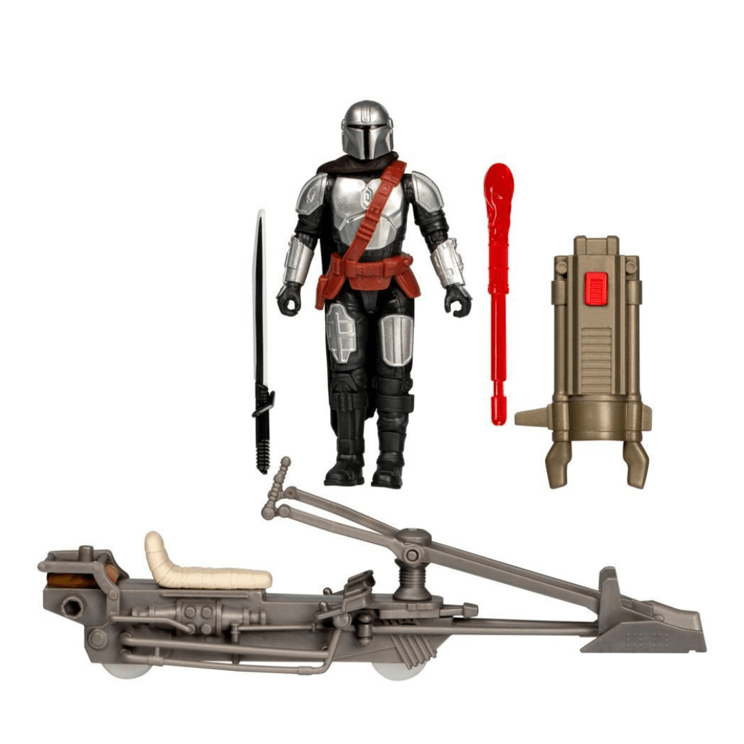 Vintage Hasbro Star Wars Modern Ships Speeder Bike & Mandalorian - Epic Hero Series Hasbro
