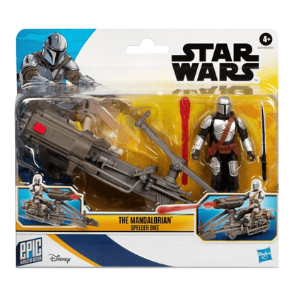 Vintage Hasbro Star Wars Modern Ships Speeder Bike & Mandalorian - Epic Hero Series Hasbro