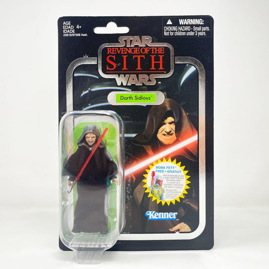 Vintage Hasbro Star Wars Vintage Collection Carded VC012 Darth Sidious Foil - Canadian Corrected Fett Offer - Hasbro Vintage Collection (2010)