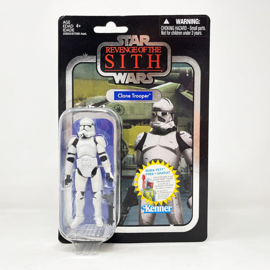 Vintage Hasbro Star Wars Vintage Collection Carded VC015 Clone Trooper - Foil ROTS (2010) Canadian w/ Boba Fett Offer - Hasbro Vintage Collection