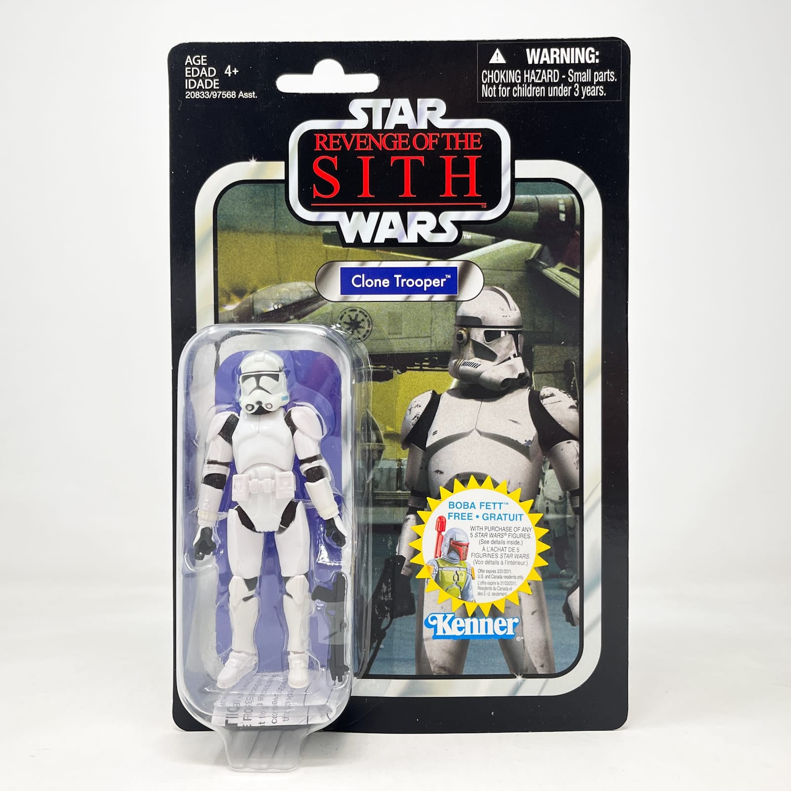 Vintage Hasbro Star Wars Vintage Collection Carded VC015 Clone Trooper - ROTS (2010) Canadian w/ Boba Fett Offer - The Vintage Collection