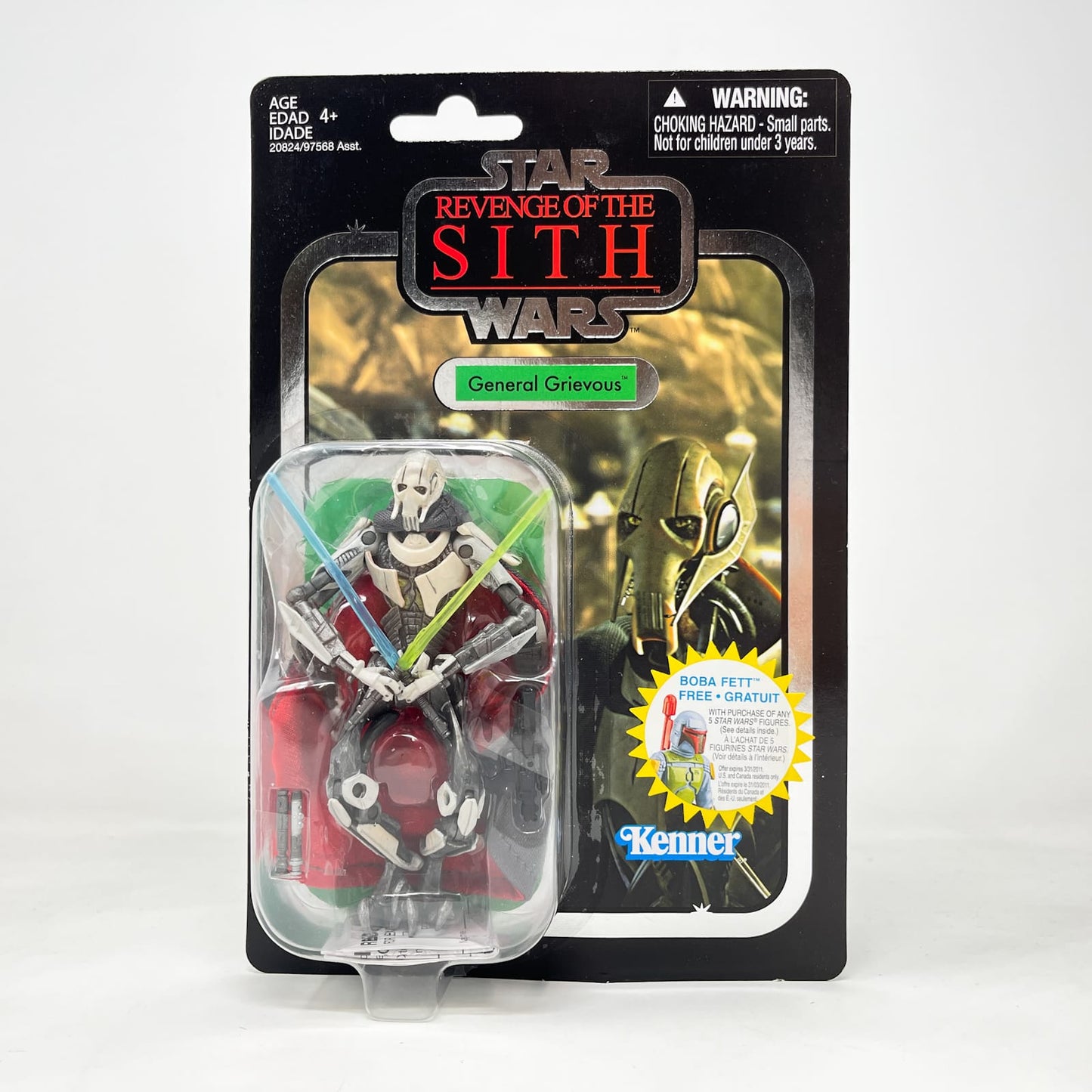 Vintage Hasbro Star Wars Vintage Collection Carded VC017 General Grievous FOIL - Canadian Cardback - Hasbro Vintage Collection (2010)