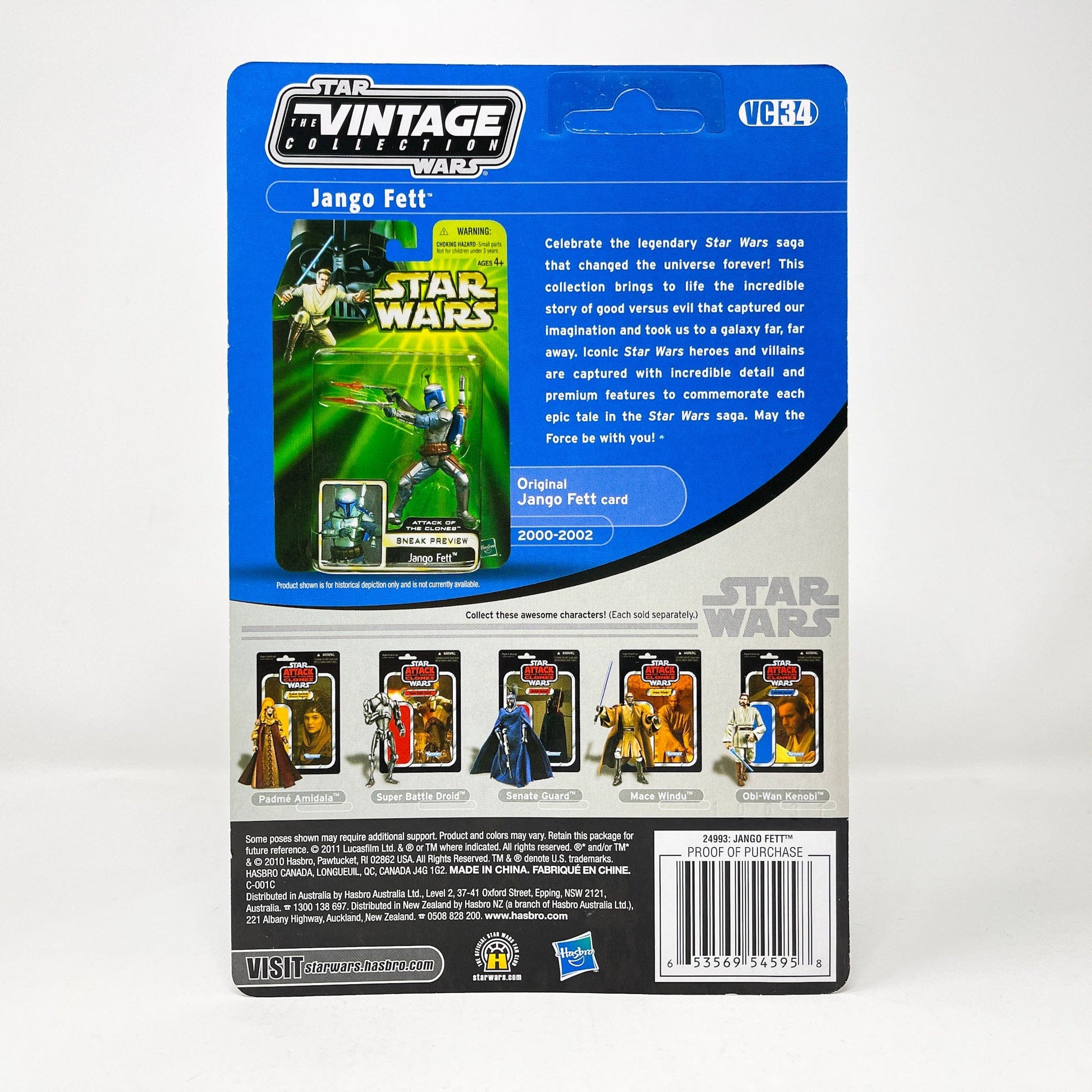 Vintage Hasbro Star Wars Vintage Collection Carded VC034 Jango Fett - ATOC (2011) Unpunched - The Vintage Collection Hasbro Star Wars